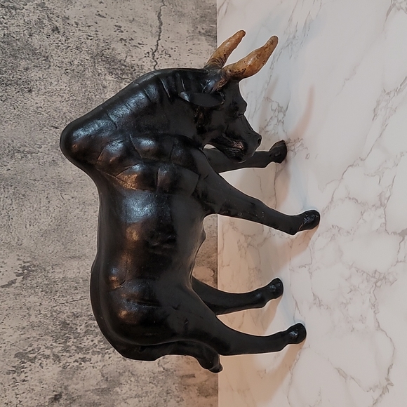 Vintage Other - Vintage Leather Bull Statue
